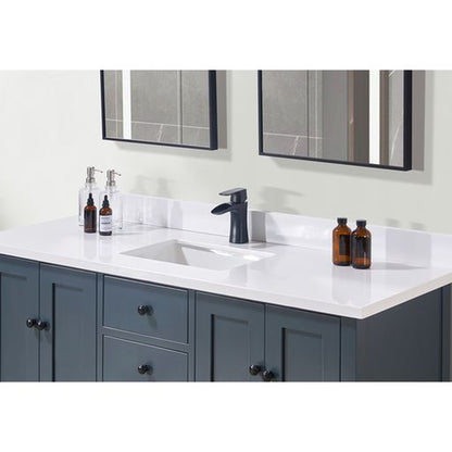 Altair Caorle 61" x 22" Snow White Composite Stone Bathroom Vanity Top With Single White SInk