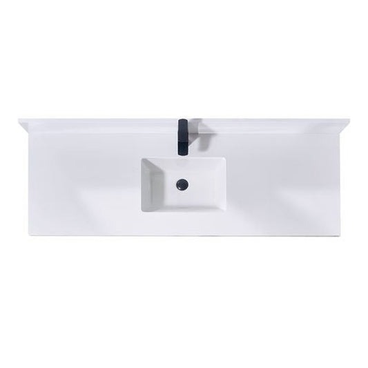 Altair Caorle 61" x 22" Snow White Composite Stone Bathroom Vanity Top With Single White SInk