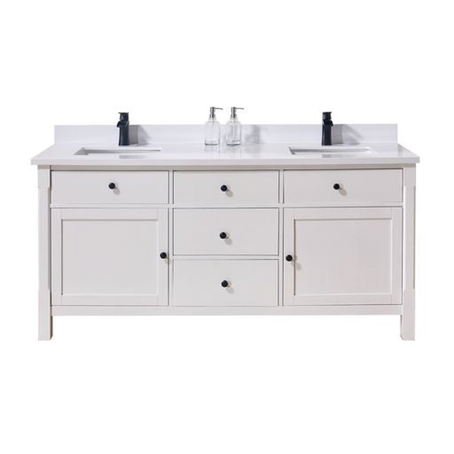 Altair Caorle 73" x 22" Snow White Composite Stone Bathroom Vanity Top With White SInk