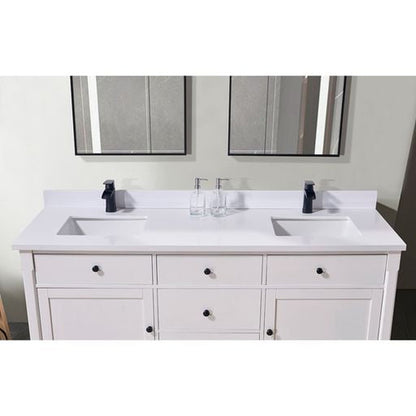 Altair Caorle 73" x 22" Snow White Composite Stone Bathroom Vanity Top With White SInk