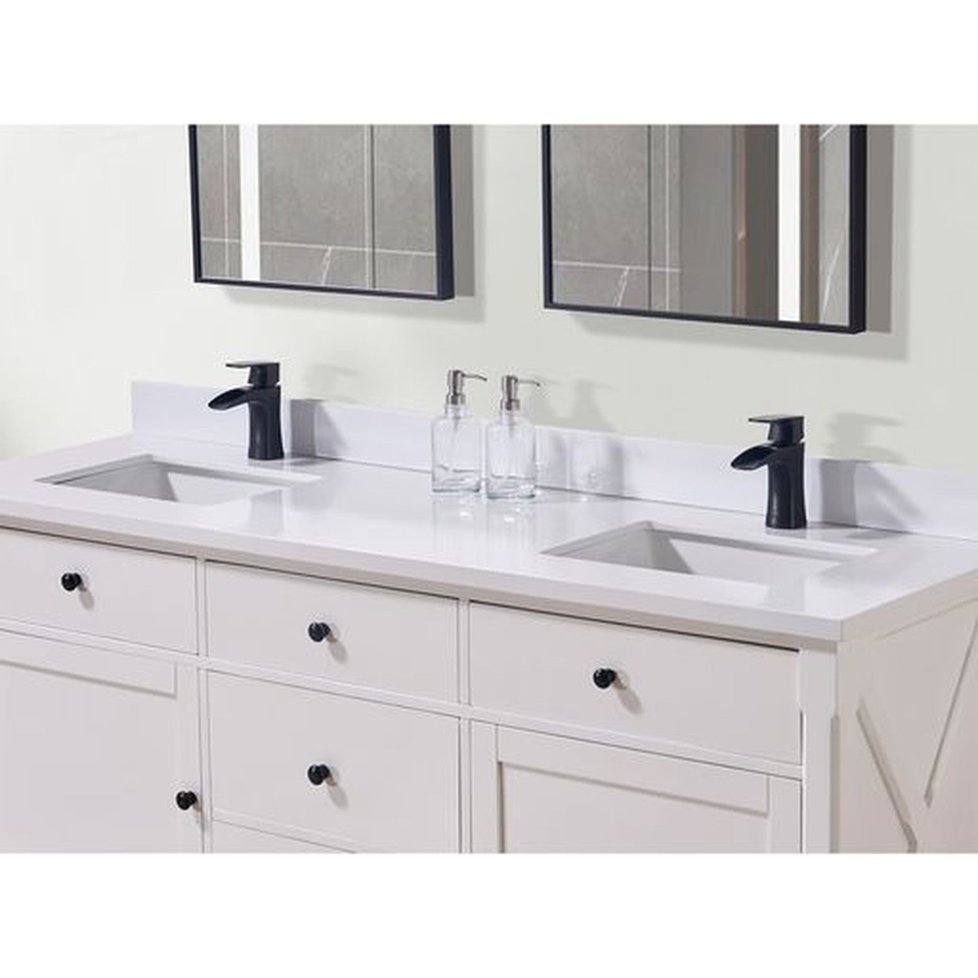 Altair Caorle 73" x 22" Snow White Composite Stone Bathroom Vanity Top With White SInk