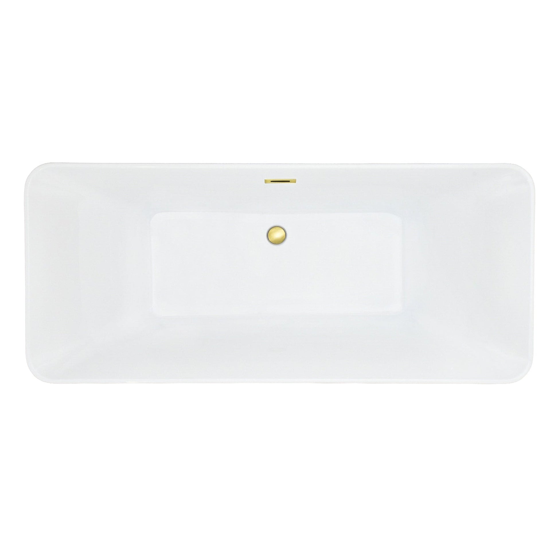 Altair Carani 65" x 28" White Acrylic Freestanding Bathtub With Brushed Gold Drain and Overflow