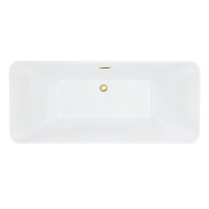 Altair Carani 65" x 28" White Acrylic Freestanding Bathtub With Brushed Gold Drain and Overflow