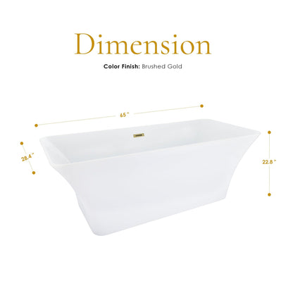 Altair Carani 65" x 28" White Acrylic Freestanding Bathtub With Matte Black Drain and Overflow
