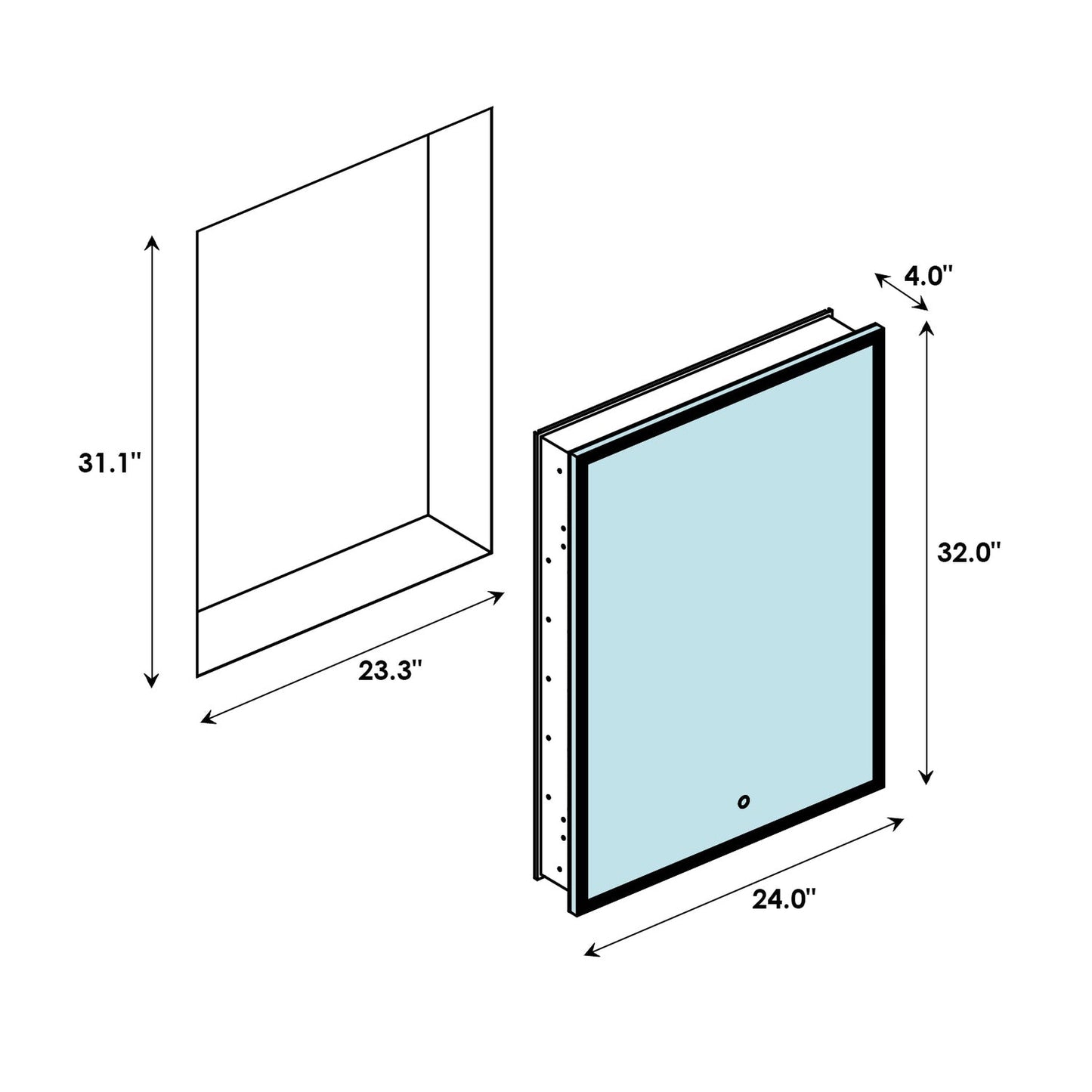 Altair Carsoli 24" Rectangle Surface-Mount/Recessed LED Medicine Cabinet