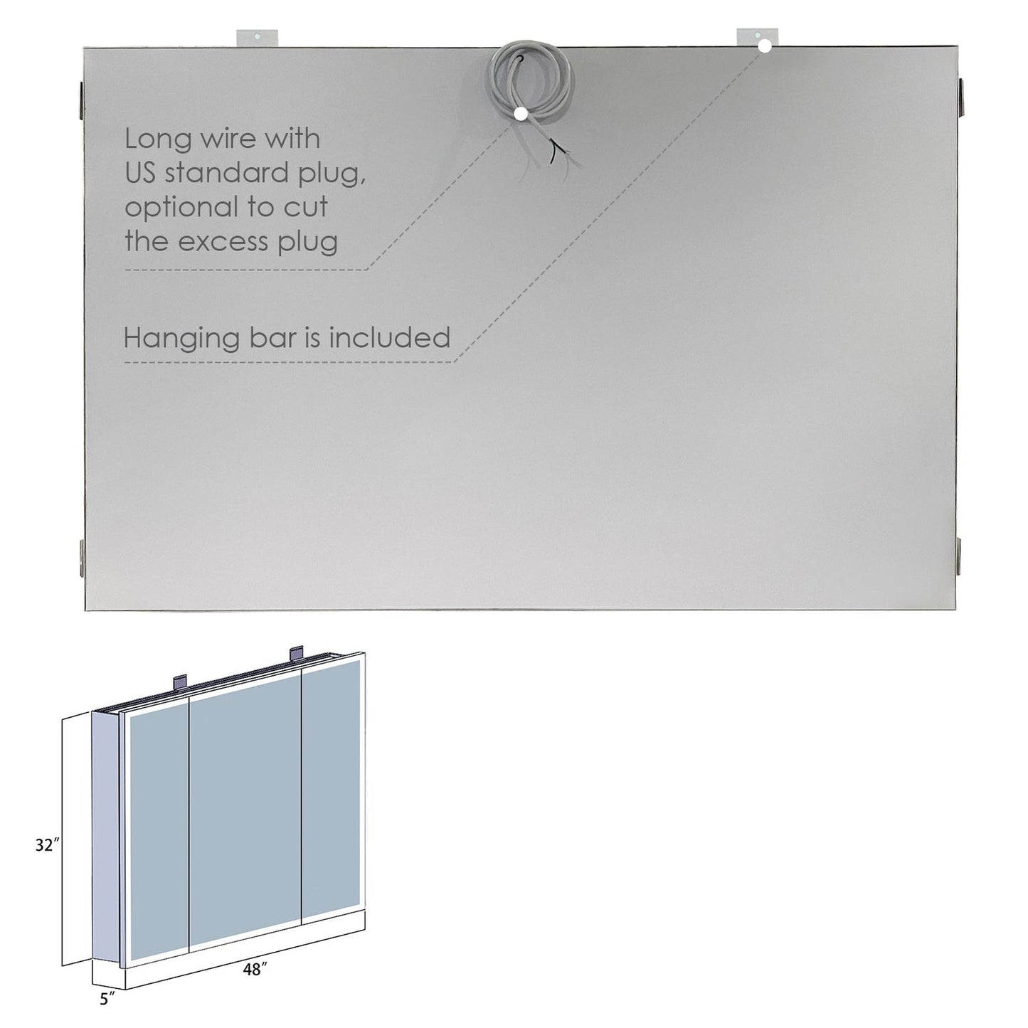 Altair Carsoli 48" Rectangle Surface-Mount/Recessed LED Medicine Cabinet
