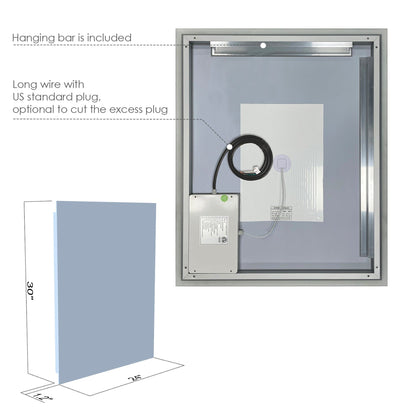 Altair Cassano 24" Rectangle Wall-Mounted LED Mirror