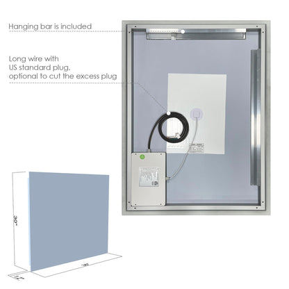 Altair Cassano 36" Rectangle Wall-Mounted LED Mirror