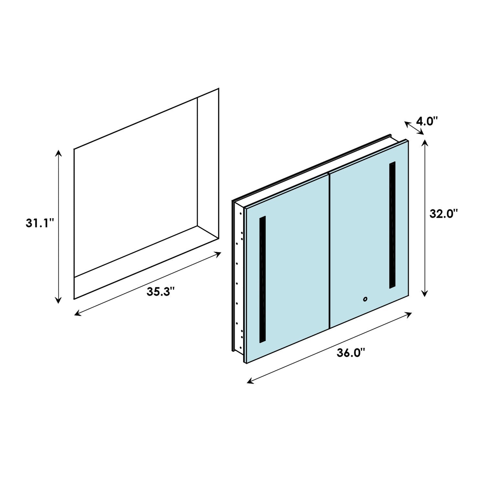 Altair Catola 36" Rectangle Surface-Mount/Recessed LED Medicine Cabinet