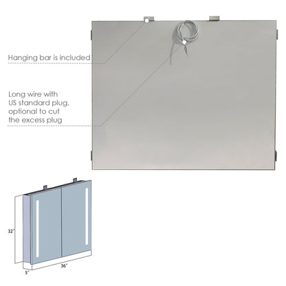 Altair Catola 36" Rectangle Surface-Mount/Recessed LED Medicine Cabinet