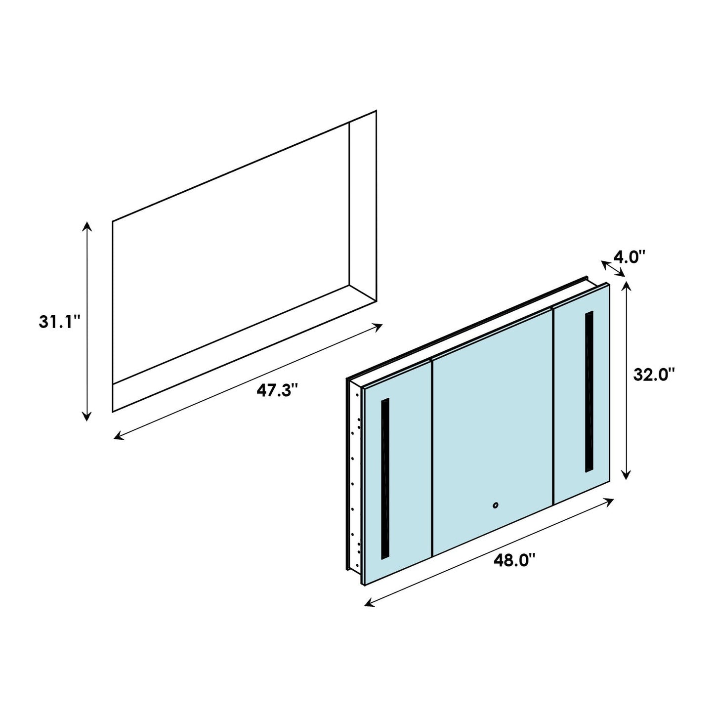 Altair Catola 48" Rectangle Surface-Mount/Recessed LED Medicine Cabinet