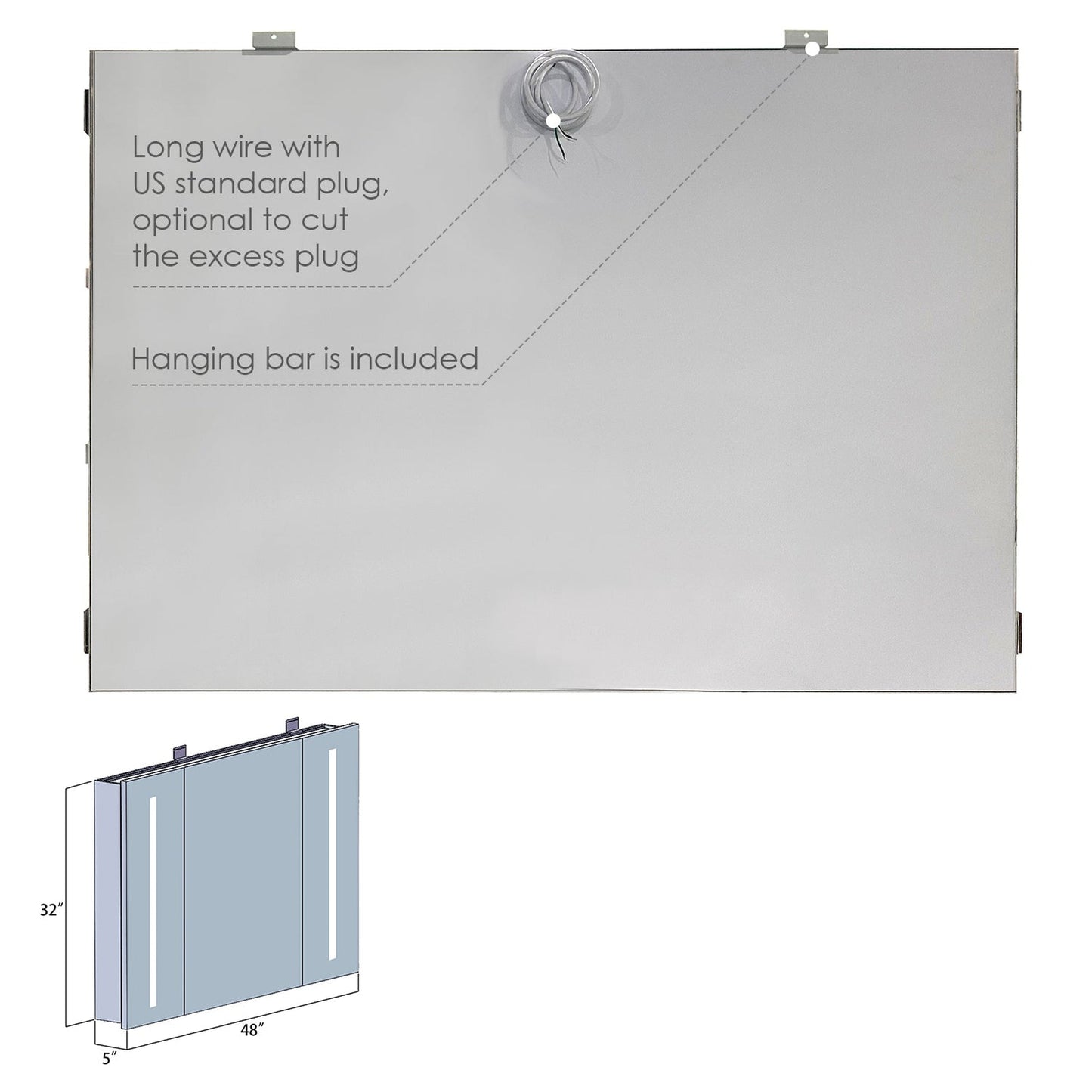 Altair Catola 48" Rectangle Surface-Mount/Recessed LED Medicine Cabinet