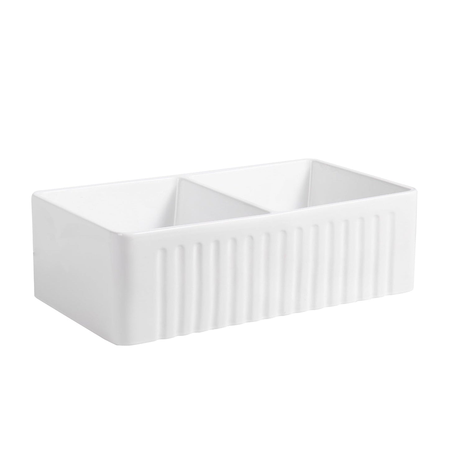 Altair Cremona 33" Rectangular White Ceramic Double Farmhouse Sink