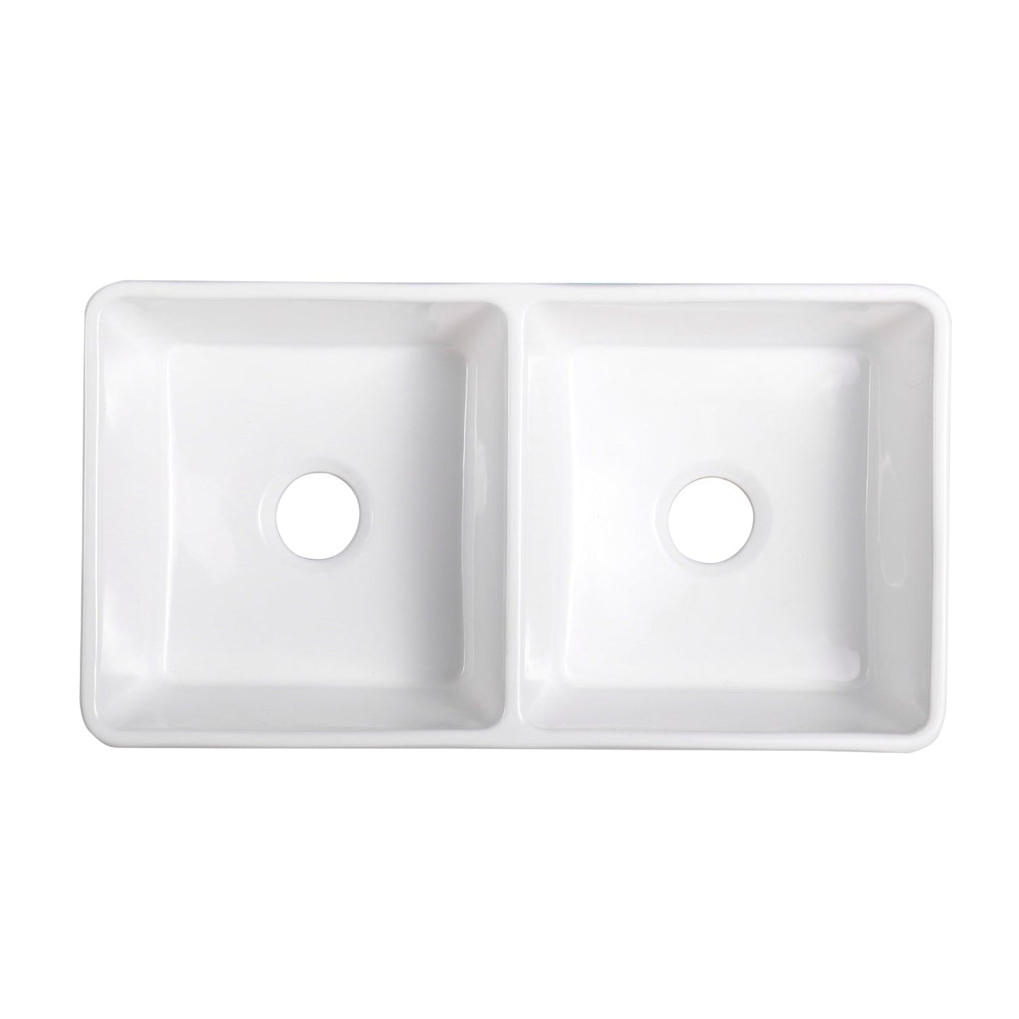 Altair Cremona 33" Rectangular White Ceramic Double Farmhouse Sink