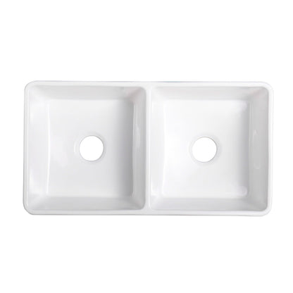 Altair Cremona 33" Rectangular White Ceramic Double Farmhouse Sink