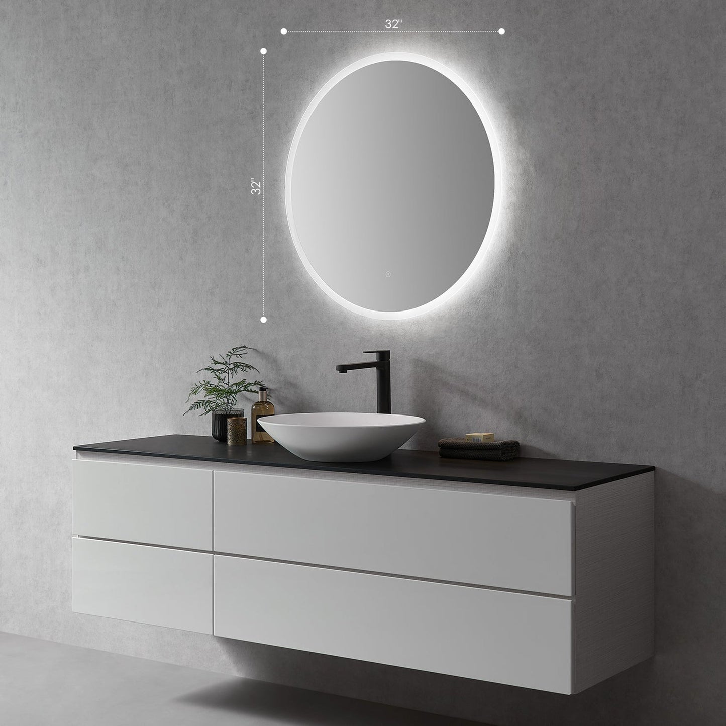 Altair Dimora 32" Round Wall-Mounted LED Mirror