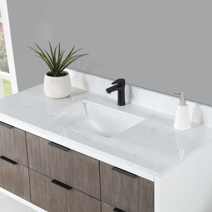 Altair Dione 48" Single Classical Gray Wall-Mounted Bathroom Vanity Set With Aosta White Composite Stone Top, Single Rectangular Undermount Ceramic Sink, Overflow, and Backsplash