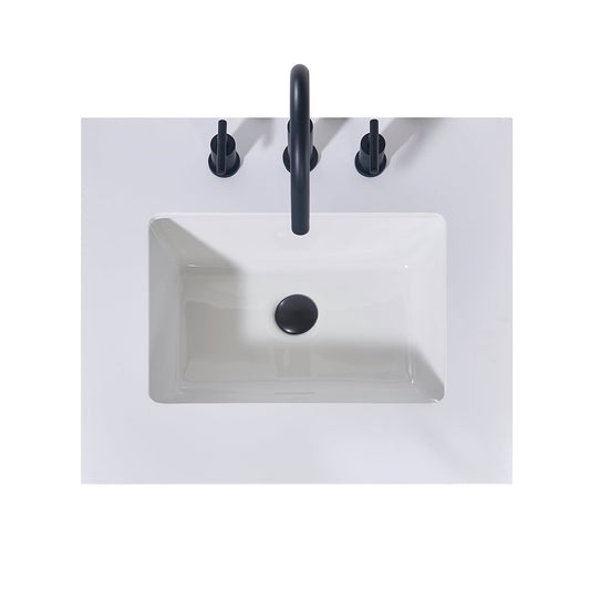 Altair Edolo 24" x 22" Snow White Apron Composite Stone Bathroom Vanity Top With White SInk