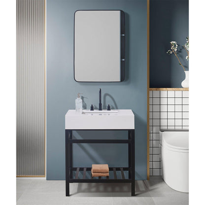 Altair Edolo 30" x 22" Snow White Apron Composite Stone Bathroom Vanity Top With White SInk
