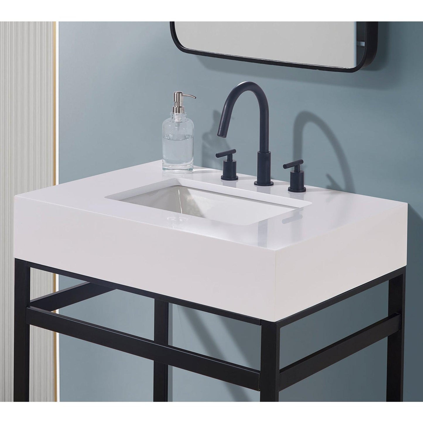 Altair Edolo 30" x 22" Snow White Apron Composite Stone Bathroom Vanity Top With White SInk