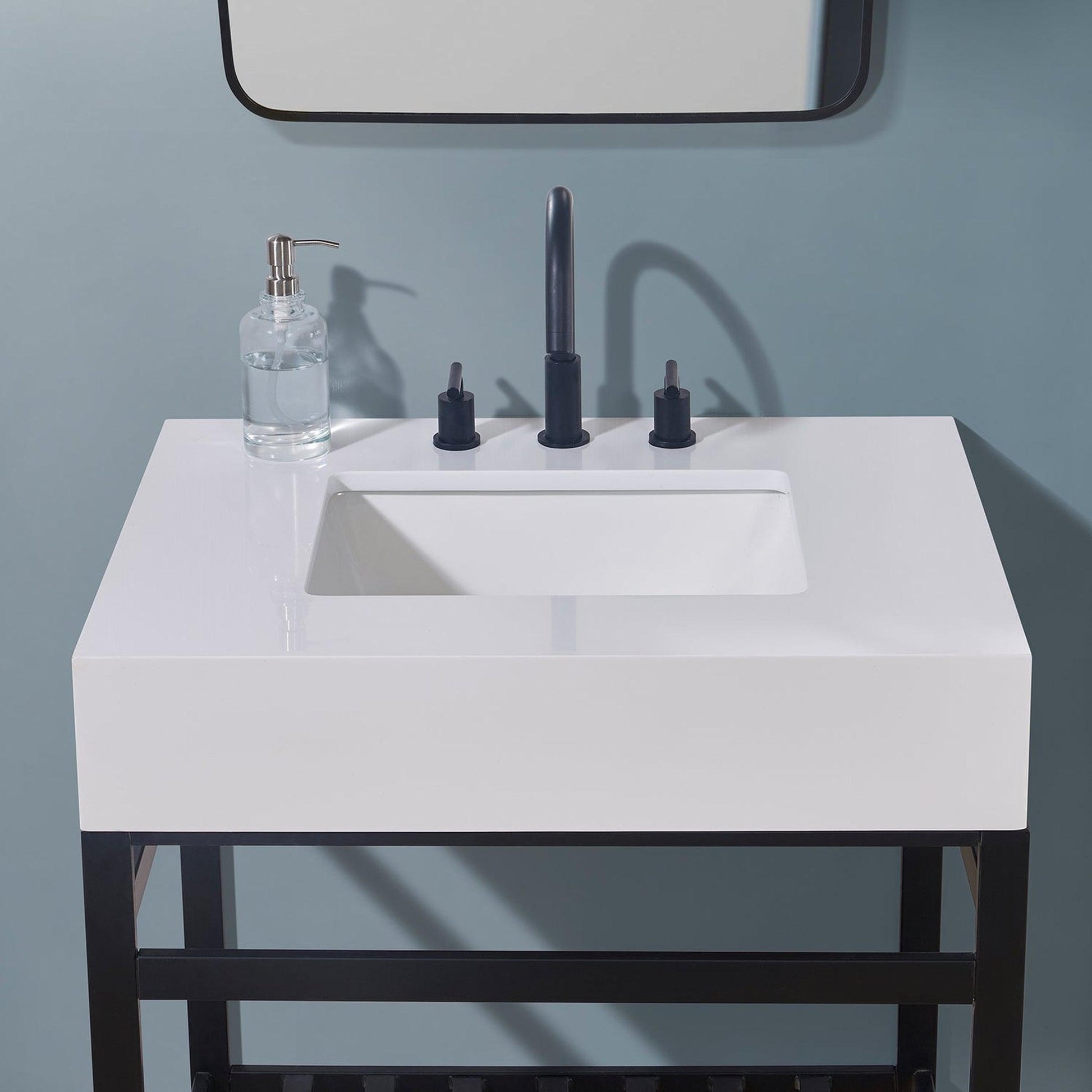 Altair Edolo 30" x 22" Snow White Apron Composite Stone Bathroom Vanity Top With White SInk