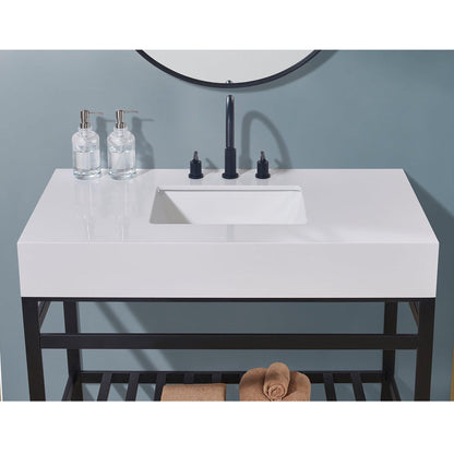 Altair Edolo 42" x 22" Snow White Apron Composite Stone Bathroom Vanity Top With White SInk