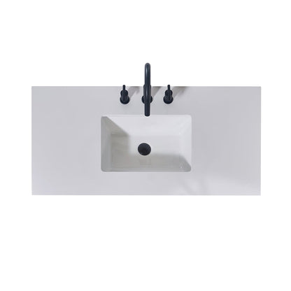 Altair Edolo 42" x 22" Snow White Apron Composite Stone Bathroom Vanity Top With White SInk