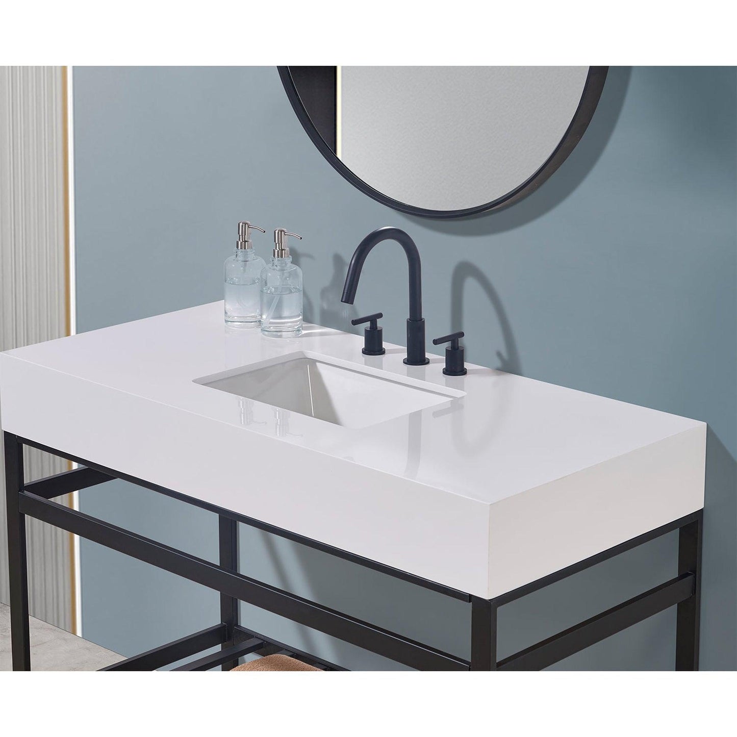 Altair Edolo 48" x 22" Snow White Apron Composite Stone Bathroom Vanity Top With White SInk