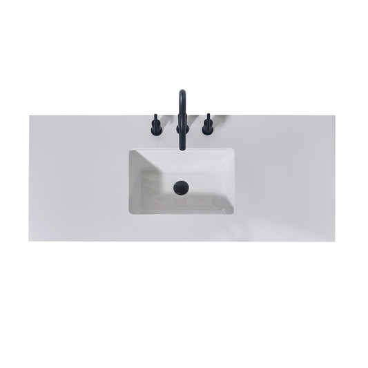 Altair Edolo 48" x 22" Snow White Apron Composite Stone Bathroom Vanity Top With White SInk