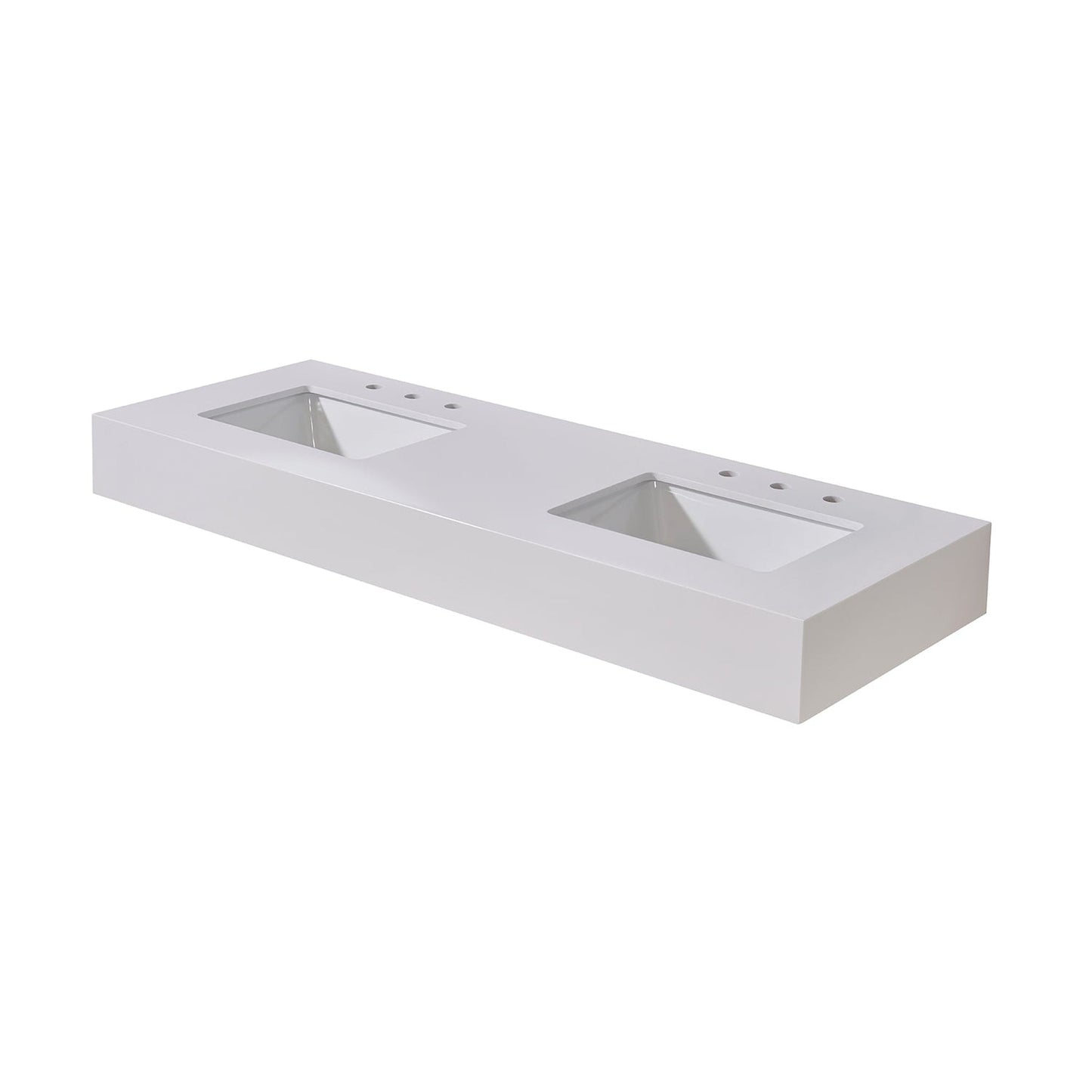 Altair Edolo 60" x 22" Snow White Apron Composite Stone Bathroom Vanity Top With White SInk