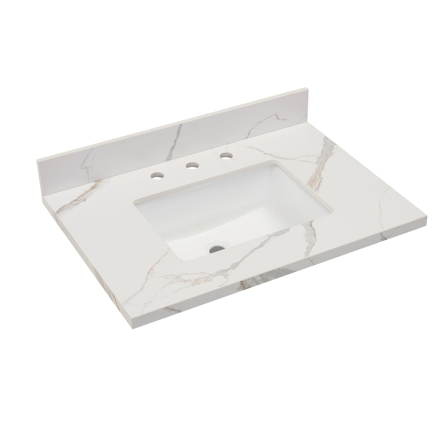 Altair Eivissa 31" x 22" Calacatta White Composite Stone Bathroom Vanity Top With White SInk