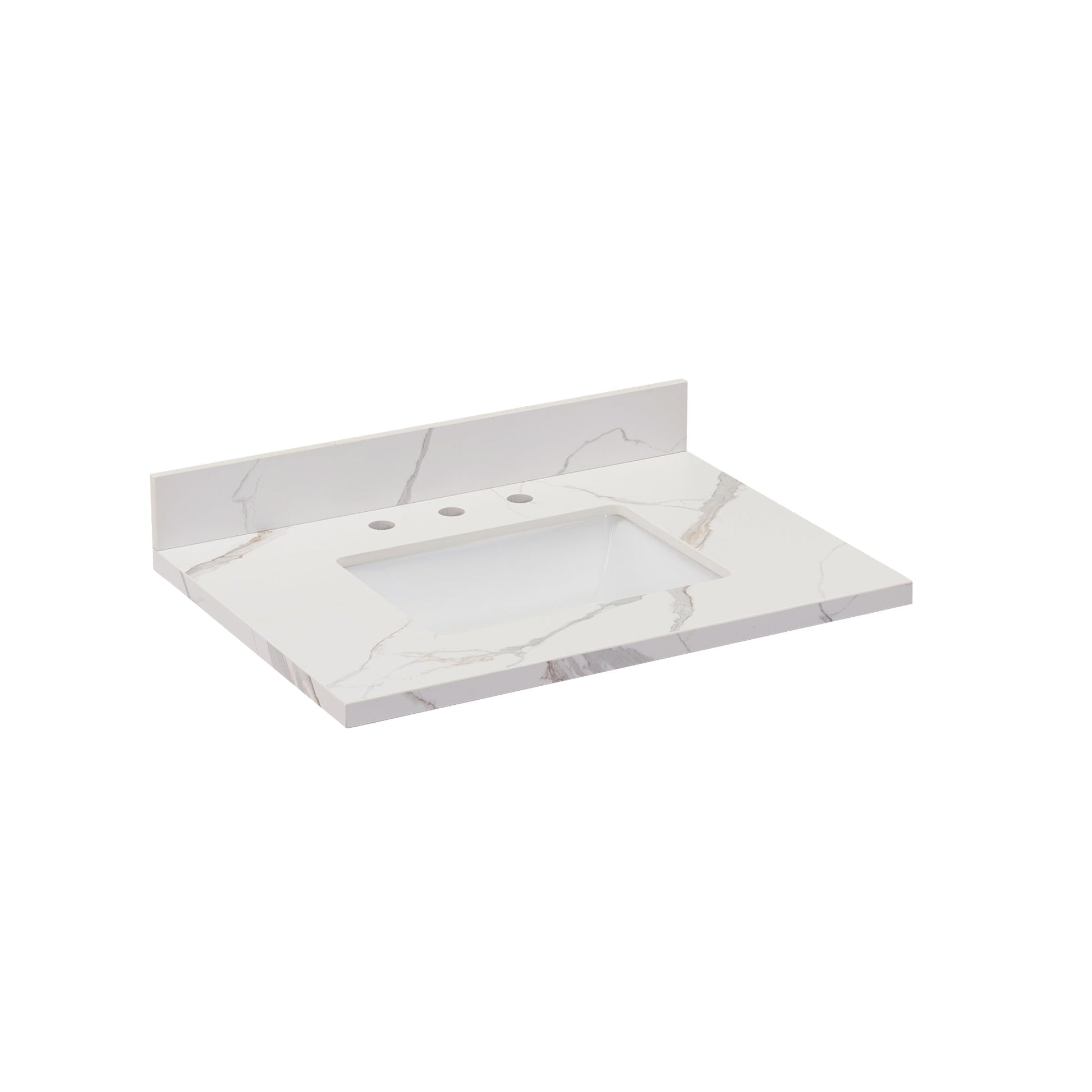 Altair Eivissa 31" x 22" Calacatta White Composite Stone Bathroom Vanity Top With White SInk