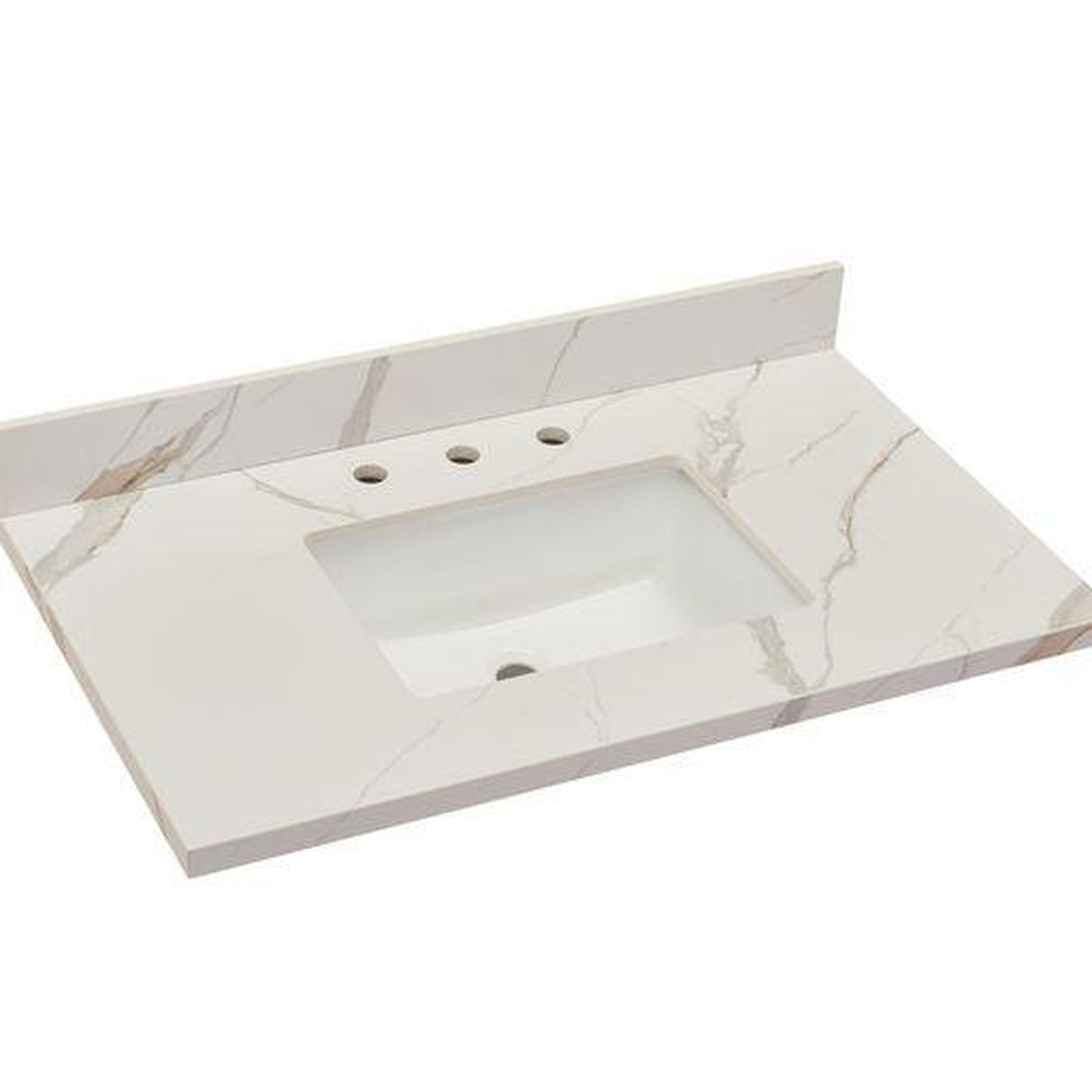 Altair Eivissa 37" x 22" Calacatta White Composite Stone Bathroom Vanity Top With White SInk