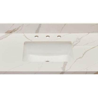 Altair Eivissa 37" x 22" Calacatta White Composite Stone Bathroom Vanity Top With White SInk