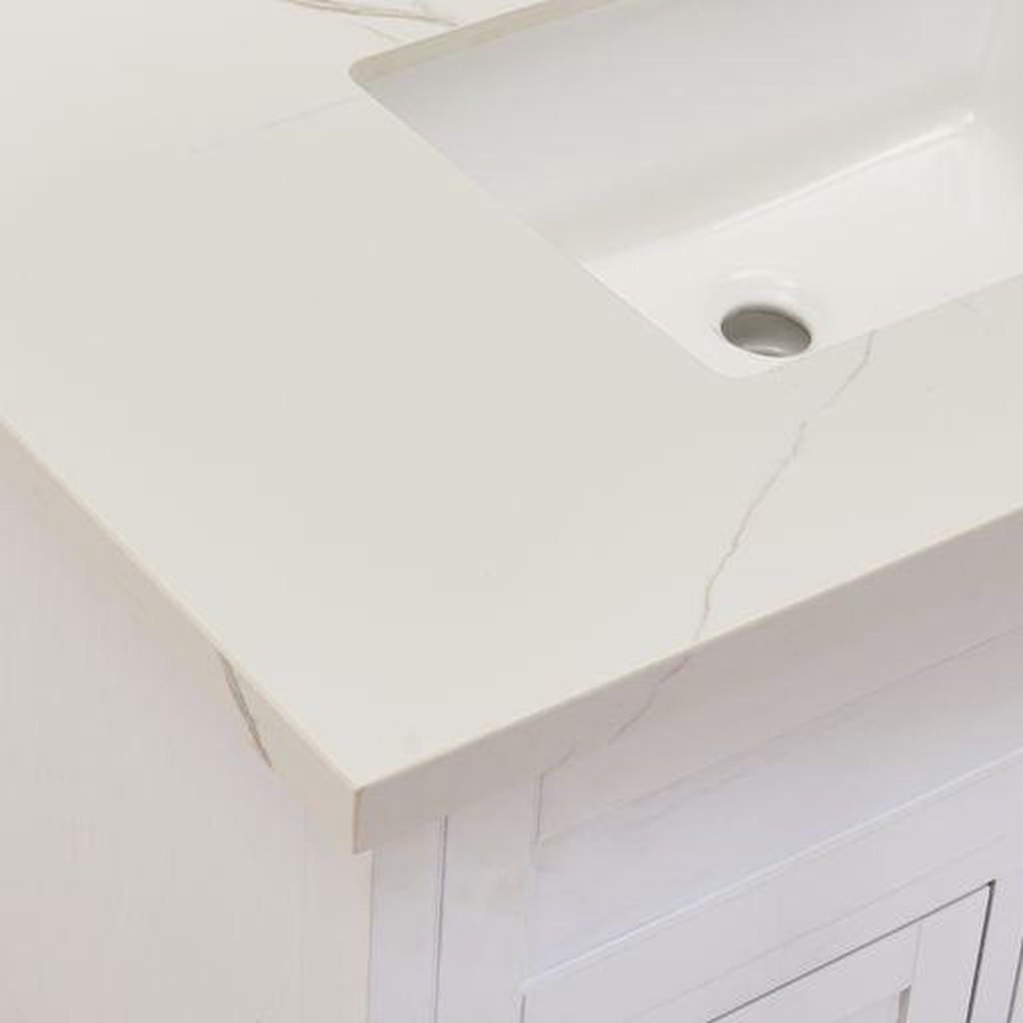 Altair Eivissa 37" x 22" Calacatta White Composite Stone Bathroom Vanity Top With White SInk