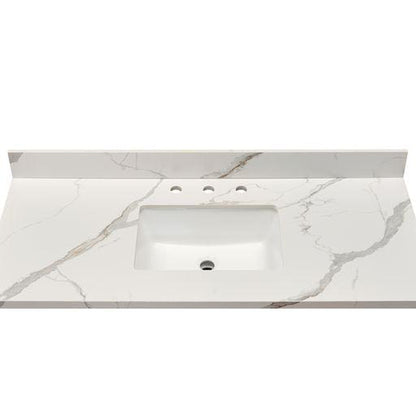 Altair Eivissa 49" x 22" Calacatta White Composite Stone Bathroom Vanity Top With White SInk