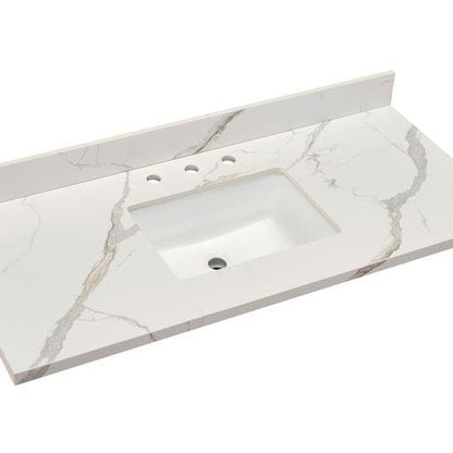 Altair Eivissa 49" x 22" Calacatta White Composite Stone Bathroom Vanity Top With White SInk