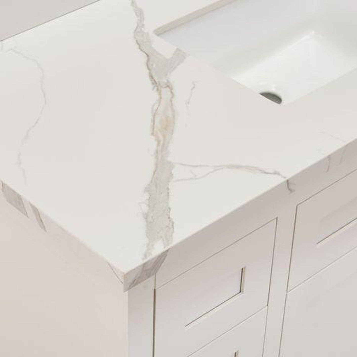 Altair Eivissa 49" x 22" Calacatta White Composite Stone Bathroom Vanity Top With White SInk
