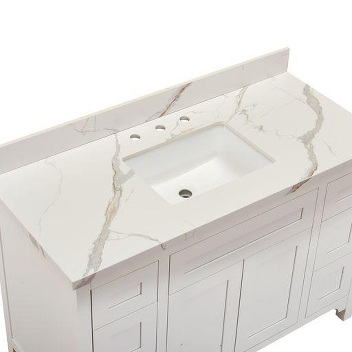 Altair Eivissa 49" x 22" Calacatta White Composite Stone Bathroom Vanity Top With White SInk