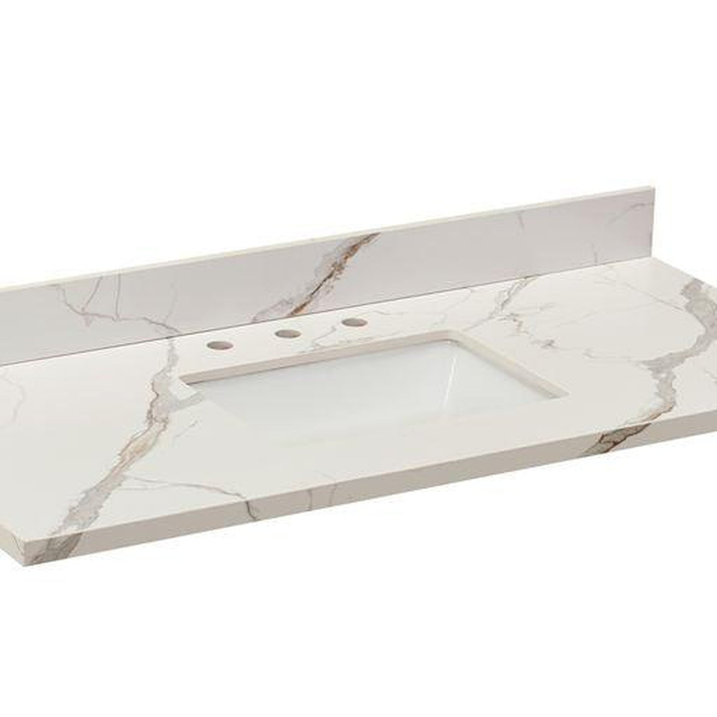 Altair Eivissa 49" x 22" Calacatta White Composite Stone Bathroom Vanity Top With White SInk