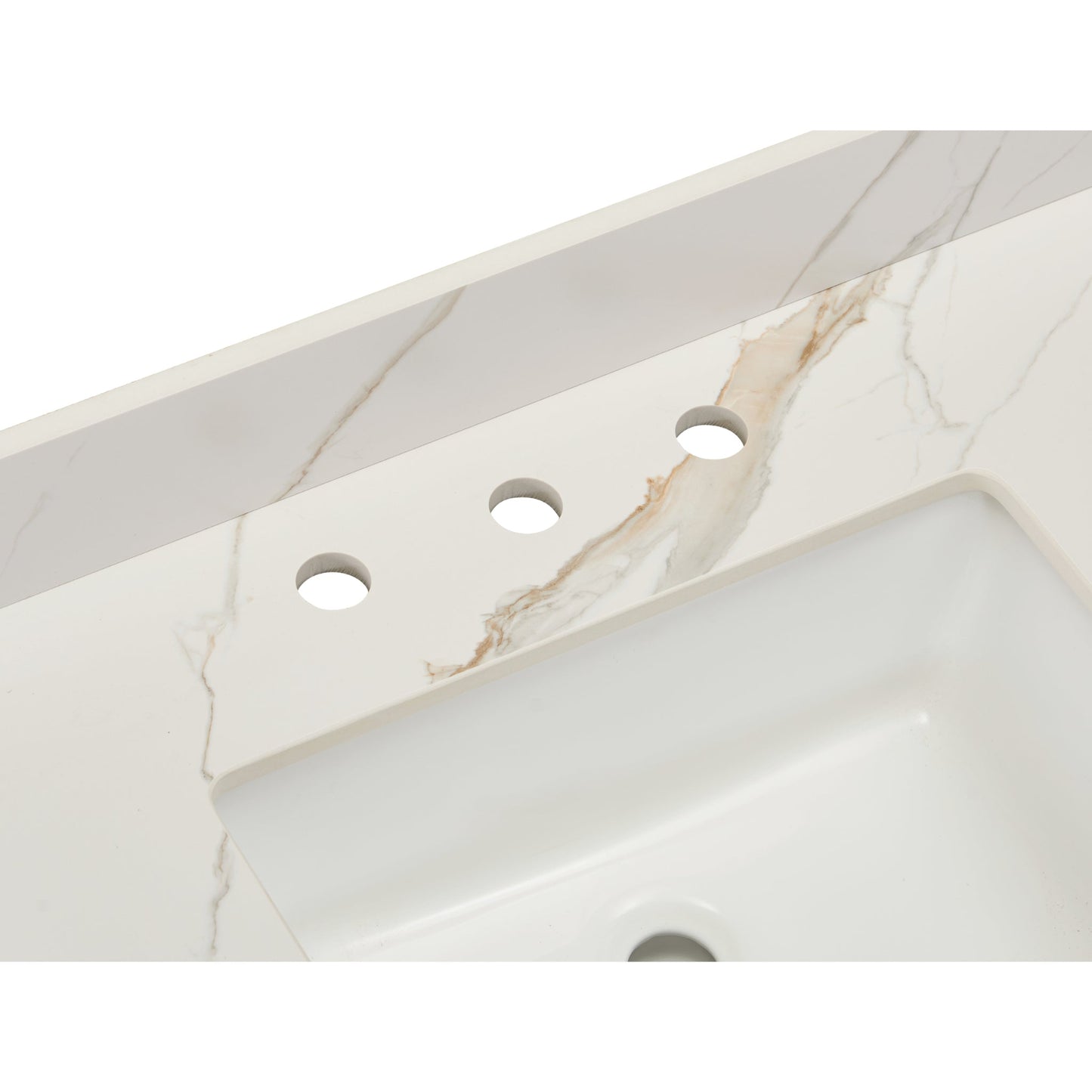 Altair Eivissa 61" x 22" Calacatta White Composite Stone Bathroom Vanity Top With White SInk