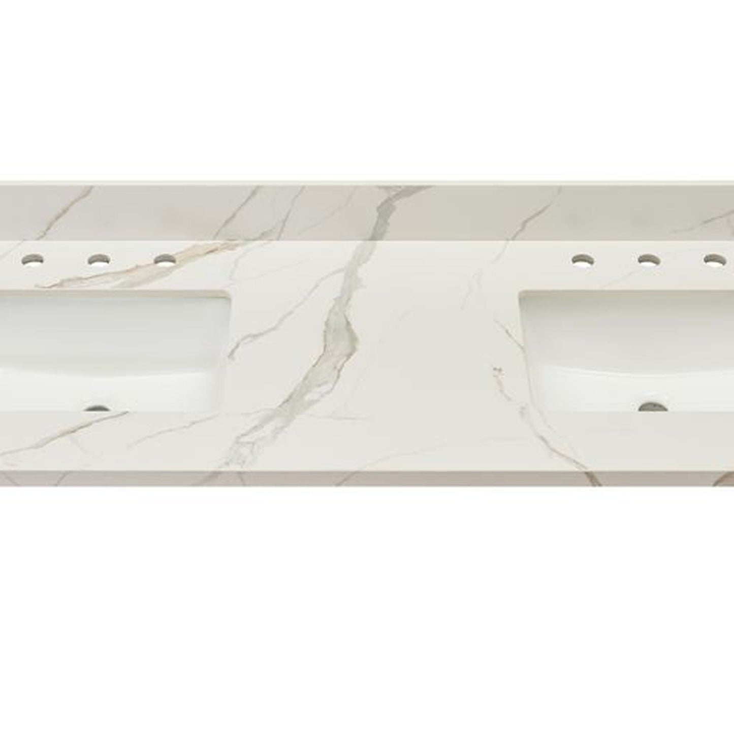 Altair Eivissa 61" x 22" Calacatta White Composite Stone Bathroom Vanity Top With White SInk