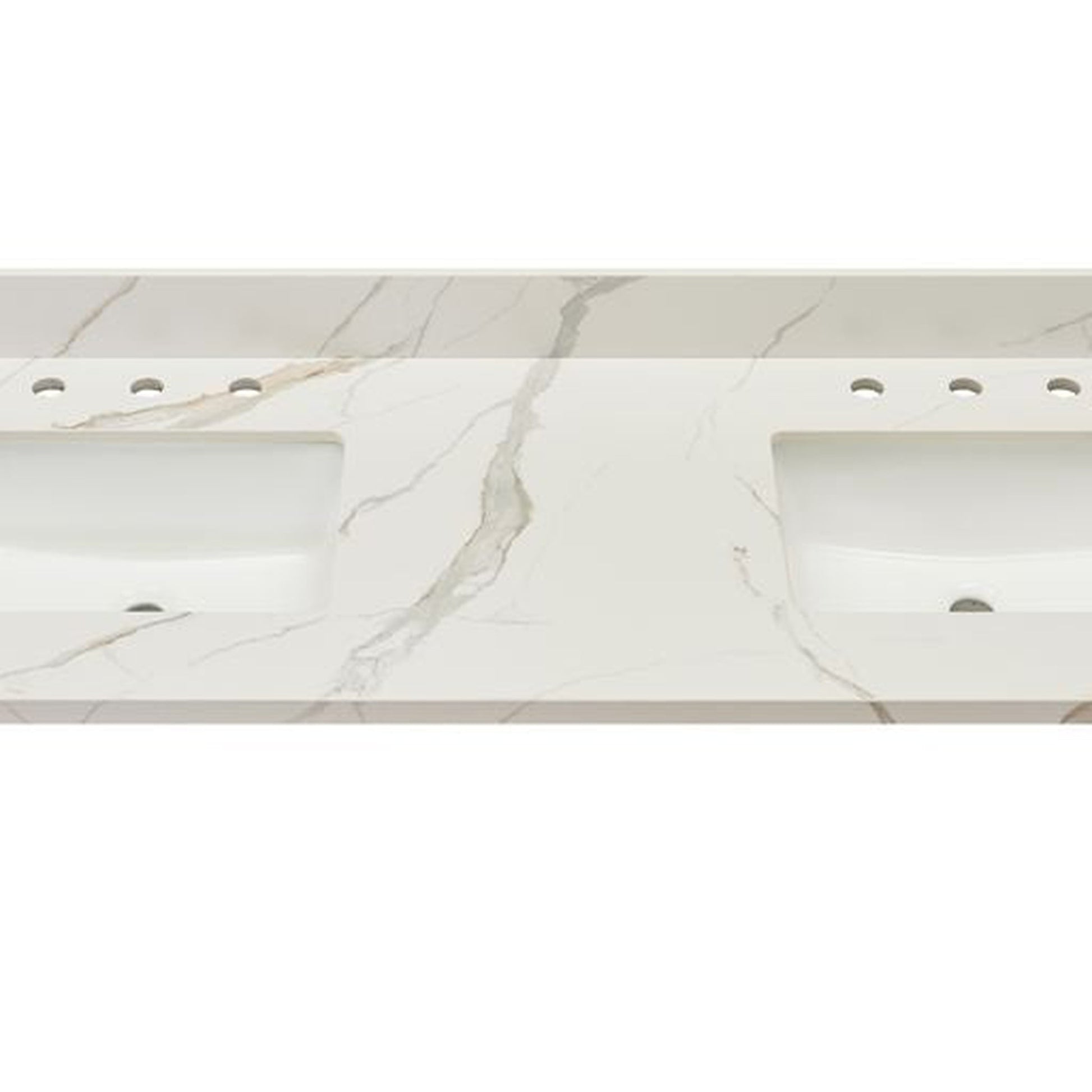 Altair Eivissa 61" x 22" Calacatta White Composite Stone Bathroom Vanity Top With White SInk