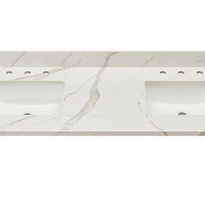 Altair Eivissa 61" x 22" Calacatta White Composite Stone Bathroom Vanity Top With White SInk