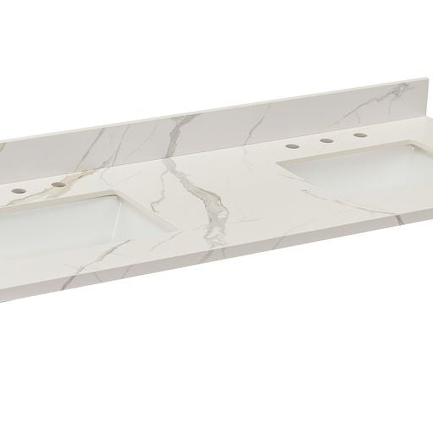 Altair Eivissa 61" x 22" Calacatta White Composite Stone Bathroom Vanity Top With White SInk