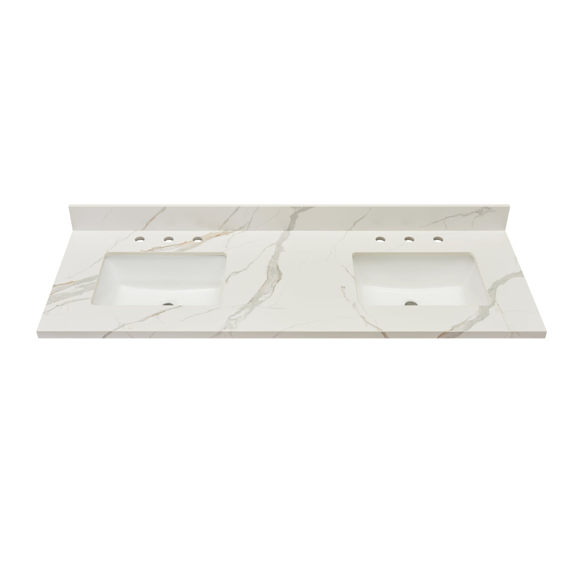 Altair Eivissa 61" x 22" Calacatta White Composite Stone Bathroom Vanity Top With White SInk