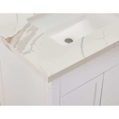 Altair Eivissa 73" x 22" Calacatta White Composite Stone Bathroom Vanity Top With White SInk