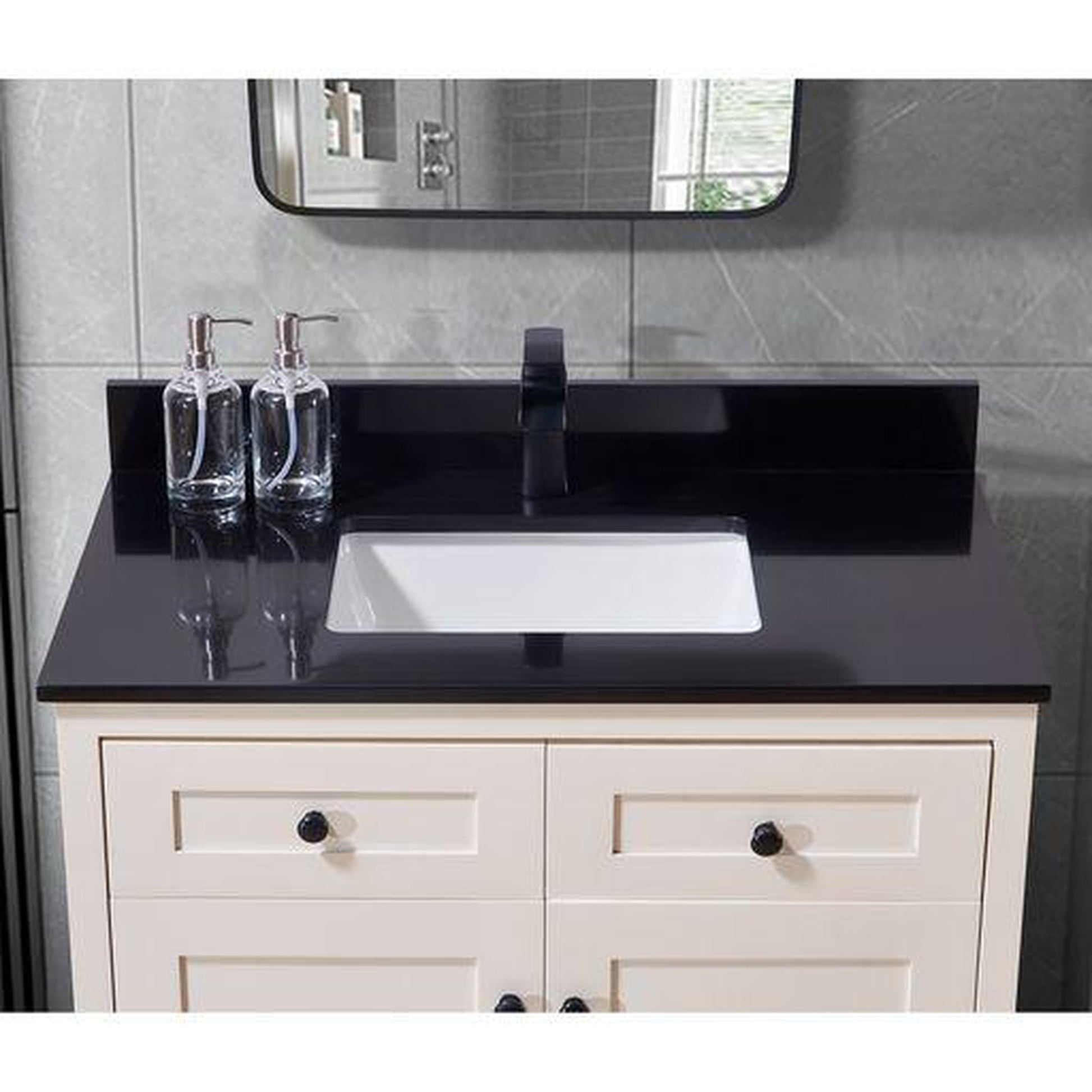 Altair Feltre 37" x 22" Imperial Black Composite Stone Bathroom Vanity Top With White SInk