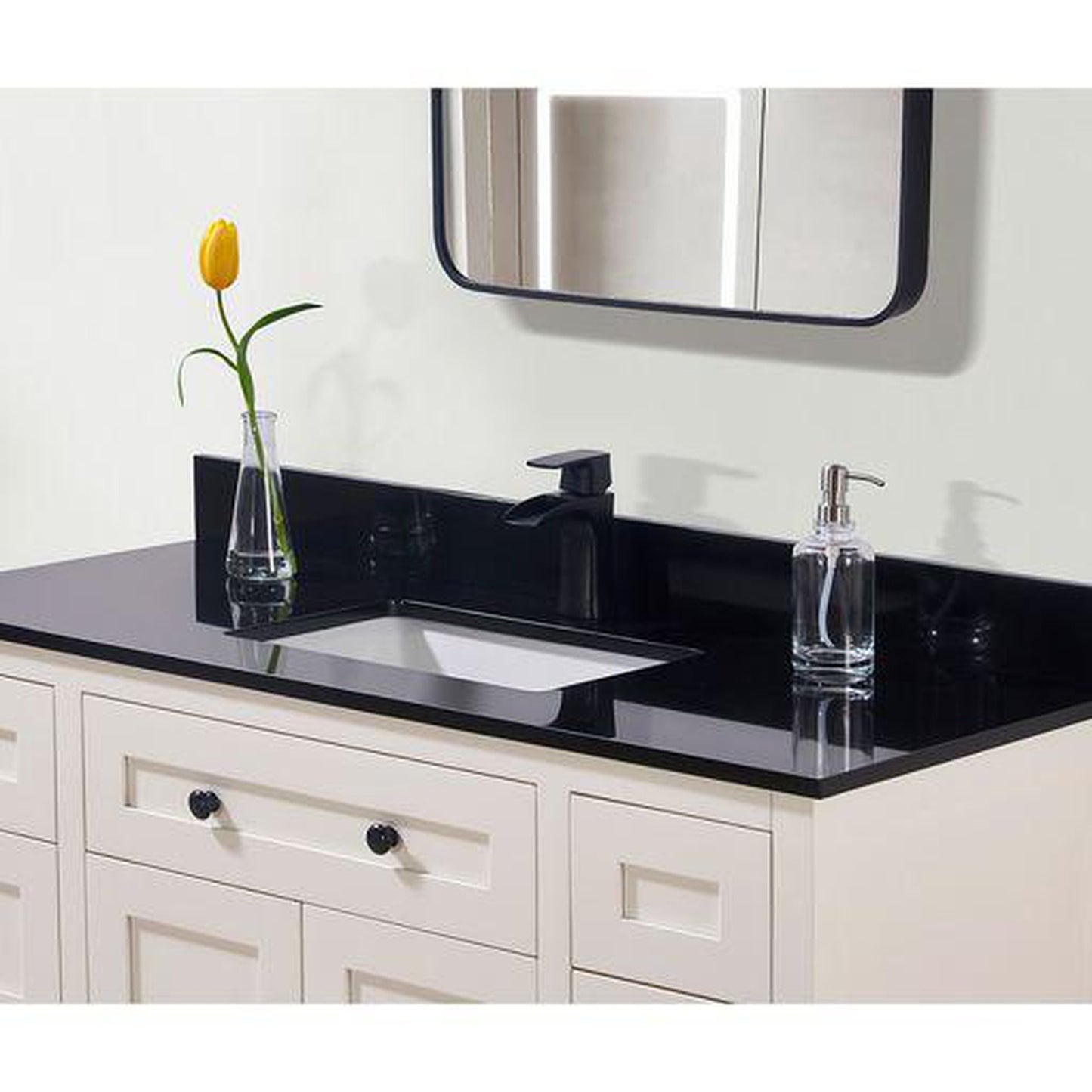 Altair Feltre 49" x 22" Imperial Black Composite Stone Bathroom Vanity Top With White SInk