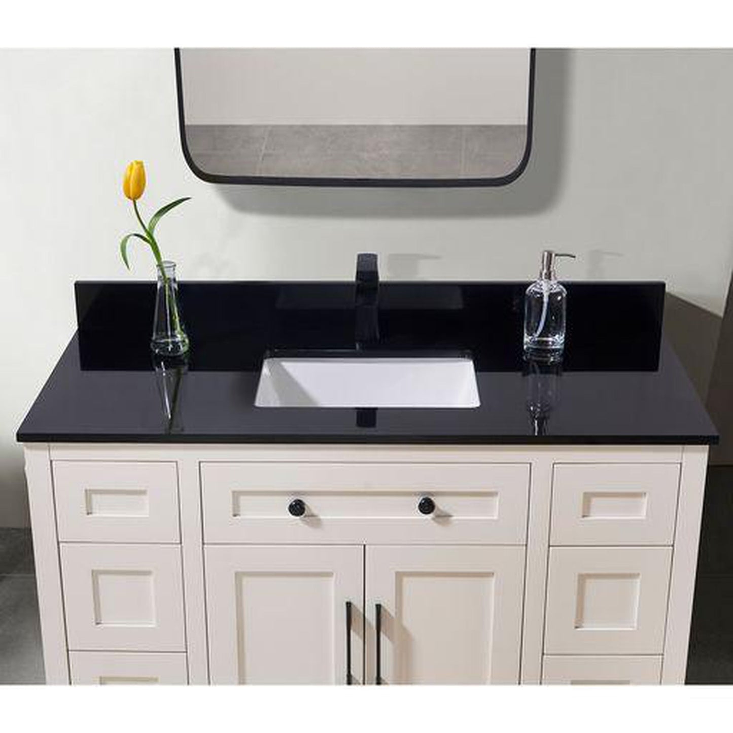 Altair Feltre 49" x 22" Imperial Black Composite Stone Bathroom Vanity Top With White SInk